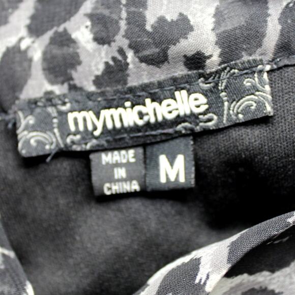 My Michelle Halter Top Blouse Sleeveless Bow Tie Animal Print Size M - Picture 9 of 11